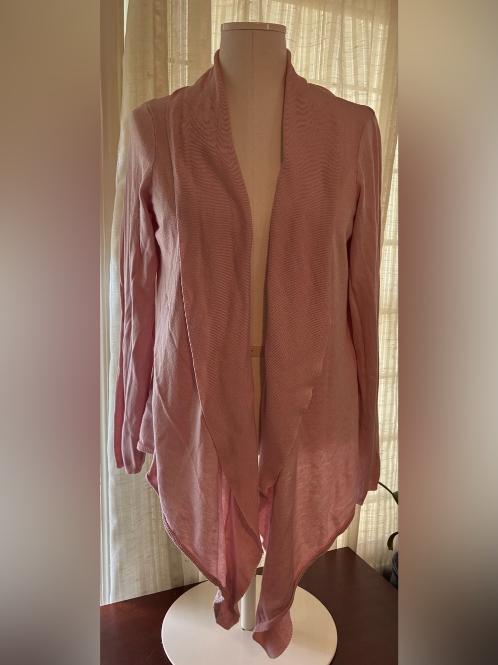 Chico's Dusty Pink Open-Front Draped Cardigan Size 3